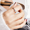 201 Stainless Steel Rhinestone Finger Rings for Women FS-WGA8964-04-4