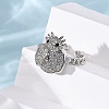 Brass Micro Pave Cubic Zirconia Adjustable Open Cuff Rings for Women RJEW-A072-01A-P-3