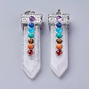 Natural Quartz Crystal with Synthetic & Natural Mixed Stone Chakra Big Pendants G-E415-A05-1