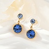 304 Stainless Steel Rhinestone Dangle Stud Earrings EJEW-G423-17G-02-1