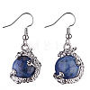 Natural Dyed Lapis Lazuli Dragon Dangle Earrings EJEW-A092-12P-06-3