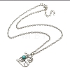 Letter A~Z Antique Silver Plated Alloy with Synthetic Turquoise Pendant Necklace NJEW-G080-01B-3