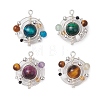 4Pcs 4 Colors Natural Tiger Eye(Dyed/Undyed) Copper Wire Wrapped Planet Pendants PALLOY-TA00180-1