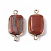 Edge Golden Plated Natural Red Jasper Links connectors G-S359-034B-2