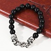 Punk Style Skull 304 Stainless Steel Glass Beads Bracelets for Women Men BJEW-D304-04AS-01-4