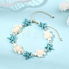 Adjustable Dyed Synthetic Turquoise & Non-magnetic Synthetic Hematite Beads Braided Beads Bracelets for Women Men BJEW-JB13778-02-2