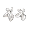 Brass Leaf Stud Earrings EJEW-R016-21P-2