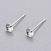 304 Stainless Steel Post Stud Earring Settings For Half Drilled Bead STAS-H558-08S-1