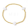 Cross Brass Beaded Stretch Bracelets for Women Gold Thin Chain Fashion Jewelry Accessories US0494-3-1