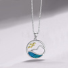 Valentine's Day Brass Enamel Sea and Mountain Pendant Necklaces for Women FS-WG0CA19-01-1