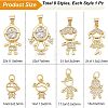 8Pcs 8 Style Brass Micro Pave Clear Cubic Zirconia Pendants ZIRC-FH0001-25-4
