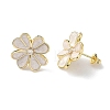 Flower Brass Enamel Stud Earrings EJEW-C177-01G-02-4