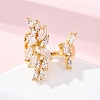 Brass Micro Pave Clear Cubic Zirconia Cuff Rings for Women RJEW-U047-25G-2