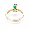 Green Cubic Zirconia Crown Adjustable Ring RJEW-N035-067-NF-2