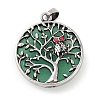 Natural Green Aventurine Tree of Life with Owl Pendants G-L524-15AS-04-1