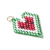 Glass Seed Beaded Heart Pendants PALLOY-MZ01136-3