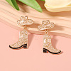 Cowboy Hat with Boot Alloy Enamel Dangle Stud Earrings FS-WG1DB7D-05-1