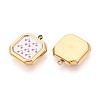 Printed Style 304 Stainless Steel Square with Flower Pendants STAS-T071-24C-G-2