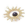 Dyed Round Natural Tiger Eye with Glass Seed Beaded Sun Pendants PALLOY-MZ01082-03-2