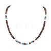 Summer Beach Natural Red Jasper & Synthetic Turquoise & White Shell & Coconut Beaded Necklaces NJEW-JN05011-1