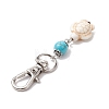 Tortoise & Round Synthetic Turquoise Beaded Pendant Decoration HJEW-JM02296-02-4