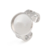 Hollow Heart 304 Stainless Steel Cuff Ring Components SA-CBA82C8-02D-P-1