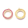 Brass Micro Pave Deep Pink & Clear Cubic Zirconia Pendants ZIRC-J039-01G-2