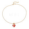 Valentine's Day Heart & Rose Zinc Alloy Ruby Rhinestone Pendant Necklaces for Women FS-WG5EA65-01-2