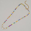 Bohemian Handmade Candy Color Resin and Potato Imitation Pearl Beaded Nsecklaces with Brass Chain for Women WG2740-2-1