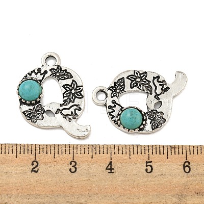 Synthetic Turquoise & Alloy Pendants PALLOY-H146-01AS-Q-1
