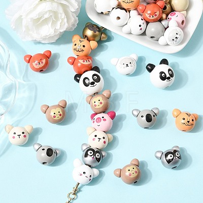 52Pcs 13 Styles Natural Wood European Beads WOOD-CJ0002-82-1