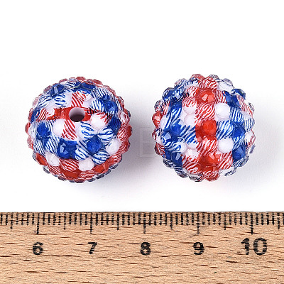 Independence Day Opaque Acrylic Round Beads OACR-T029-07C-1