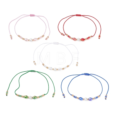 Glass & Seed Beads Braided Bead Bracelets BJEW-MZ00283-1
