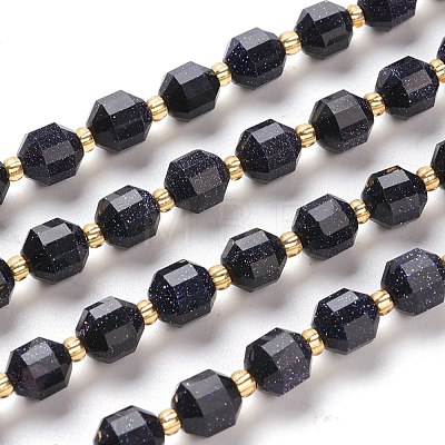 Synthetic Blue Goldstone Beads Strands G-K303-A28-8mm-1