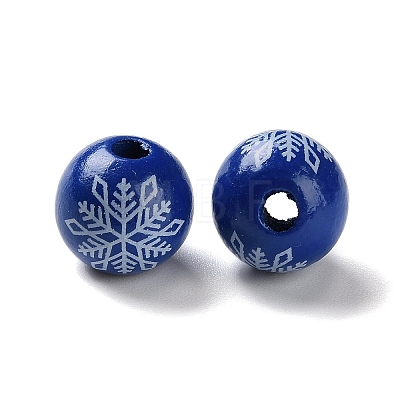 Printed Wood European Beads WOOD-Z002-08B-1