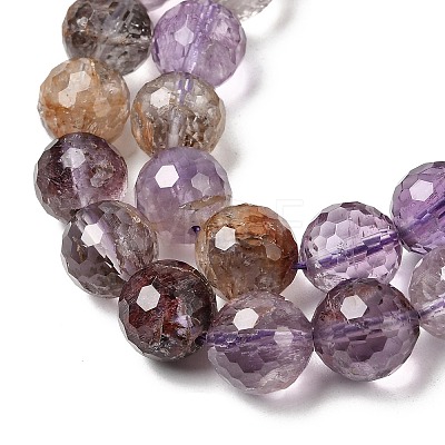 Natural Purple Phantom Quartz Purple Lodolite Quartz Round Beads Strands G-Z127-B01-10mm-1