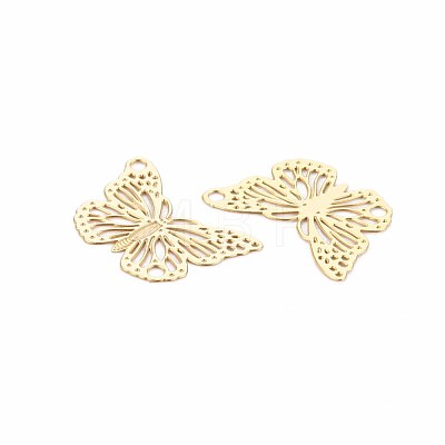 Rack Plating 304 Stainless Steel Filigree Connerctor Charms STAS-T057-48G-1