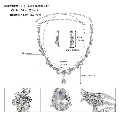 Alloy & Rhinestone Studs Earrings & Necklaces Set PW-WG15CAD-03-1