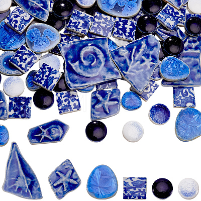 500G 4 Styles Mosaic Tiles Porcelain Cabochons DIY-SP0007-74-1