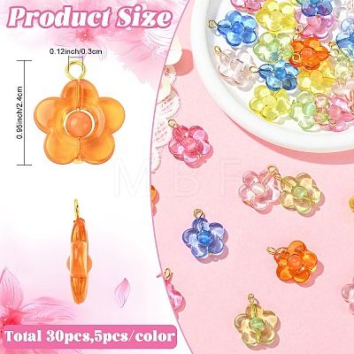 30Pcs 6 Colors Acrylic with Cat Eye Bead Pendants PALLOY-YW00190-1