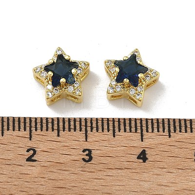 Brass Micro Pave Cubic Zirconia Slide Charms KK-D226-02G-1