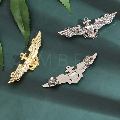 4Pcs 2 Colors Brass Eagle Wing Brooch JEWB-CA0001-43-1