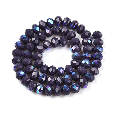 Electroplate Opaque Solid Color Glass Beads Strands EGLA-A044-P8mm-L11-1