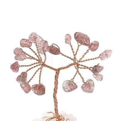Natural Strawberry Quartz Chips Tree of Life Decorations DJEW-P022-01B-07-1