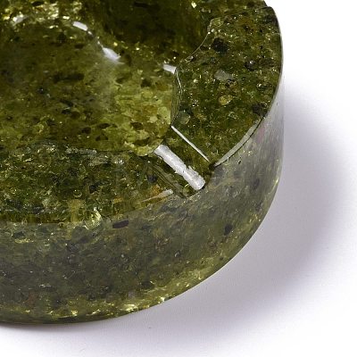 Resin with Natural Peridot Chip Stones Ashtray DJEW-F015-05C-1