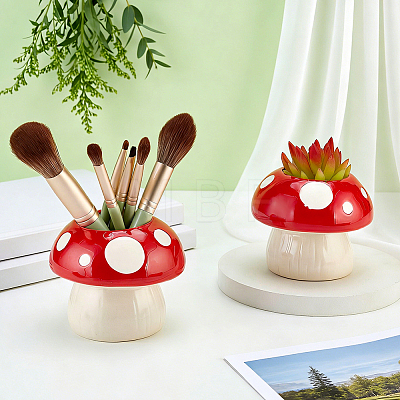 Porcelain Polka Dot Mushroom Vase Ornaments AJEW-WH0481-792-1