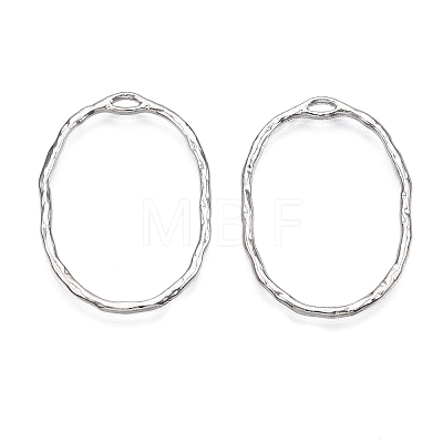 Oval Rack Plating Alloy Pendants PALLOY-T090-01P-B-NR-1