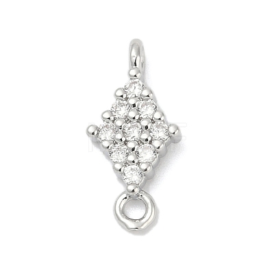 Brass Micro Pave Clear Cubic Zirconia Connector Charms KK-Z094-08P-03-1