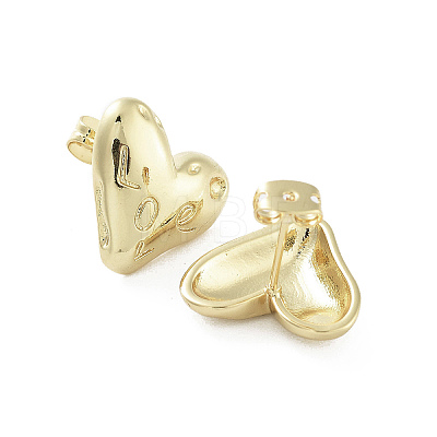 Heart with Word Love Brass Stud Earrings EJEW-Q811-02G-1