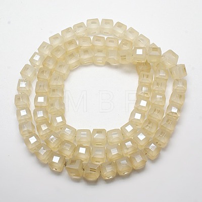 Frosted Crystal Glass Cube Beads Strands FGLA-F001-A01-1